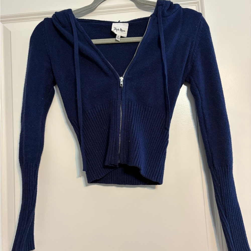 Navy Blue Zip-Up Hoodie